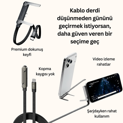 2’si 1 Arada Standlı Şarj Kablosu